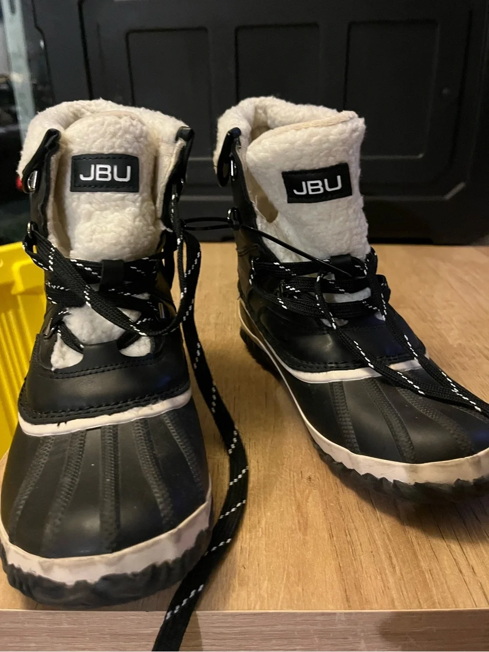 JBU  Black and White Sherpa-Lined Rain & Snow Boots